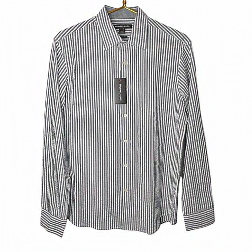 Michael‎ Kors seersucker long sleeve button up size small